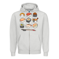 Dove Grey happy sushi kawaii anime japanese food lover funny illustration gift Zipper Hoodie - linhVisuals