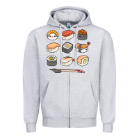 Heather Grey happy sushi kawaii anime japanese food lover funny illustration gift Zipper Hoodie - linhVisuals