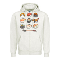 Happy Sushi Kawaii Anime Japanese Food Lover Funny Illustration Gift Zipper Hoodie | Teevron