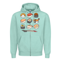 Seafoam happy sushi kawaii anime japanese food lover funny illustration gift Zipper Hoodie - linhVisuals