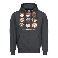 Smoke happy sushi kawaii anime japanese food lover funny illustration gift Zipper Hoodie - linhVisuals