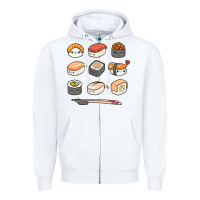 White happy sushi kawaii anime japanese food lover funny illustration gift Zipper Hoodie - linhVisuals