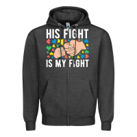 Charcoal Heather his fight is my fight autism dad mom fist bump cute supportive awarene Zipper Hoodie - linhVisuals