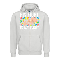 Dove Grey his fight is my fight autism dad mom fist bump cute supportive awarene Zipper Hoodie - linhVisuals