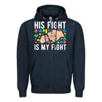 Navy his fight is my fight autism dad mom fist bump cute supportive awarene Zipper Hoodie - linhVisuals