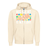 Sandshell his fight is my fight autism dad mom fist bump cute supportive awarene Zipper Hoodie - linhVisuals
