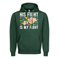 Sports Green his fight is my fight autism dad mom fist bump cute supportive awarene Zipper Hoodie - linhVisuals