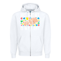 White his fight is my fight autism dad mom fist bump cute supportive awarene Zipper Hoodie - linhVisuals