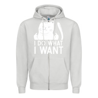 Dove Grey i do what i want cat giving a finger funny middle finger rude graphic Zipper Hoodie - linhVisuals
