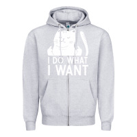 Heather Grey i do what i want cat giving a finger funny middle finger rude graphic Zipper Hoodie - linhVisuals