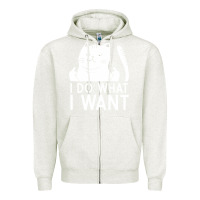 Oatmeal Heather i do what i want cat giving a finger funny middle finger rude graphic Zipper Hoodie - linhVisuals