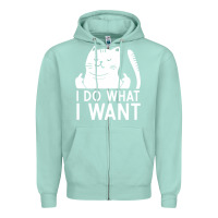 Seafoam i do what i want cat giving a finger funny middle finger rude graphic Zipper Hoodie - linhVisuals