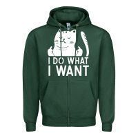 Sports Green i do what i want cat giving a finger funny middle finger rude graphic Zipper Hoodie - linhVisuals