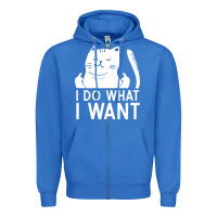 True Royal i do what i want cat giving a finger funny middle finger rude graphic Zipper Hoodie - linhVisuals