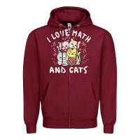 Burgundy i love math and cats mountain heart mathematics lover gifts cute and f Zipper Hoodie - linhVisuals