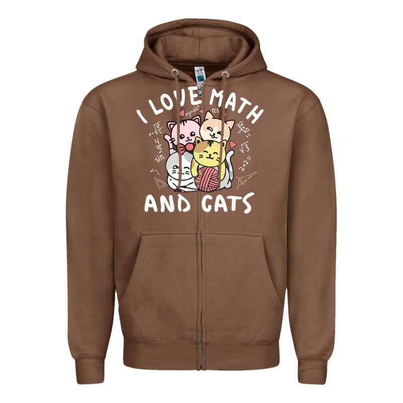 I Love Math And Cats Mountain Heart Mathematics Lover Gifts Cute And F Zipper Hoodie by linhVisuals | Teevron