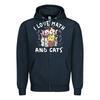 Navy i love math and cats mountain heart mathematics lover gifts cute and f Zipper Hoodie - linhVisuals