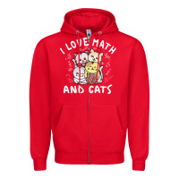 Red i love math and cats mountain heart mathematics lover gifts cute and f Zipper Hoodie - linhVisuals