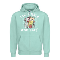 Seafoam i love math and cats mountain heart mathematics lover gifts cute and f Zipper Hoodie - linhVisuals