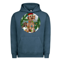 Pigment Midnight Navy Cockapoo Christmas Urban Hoodie - RanaPortraitStore