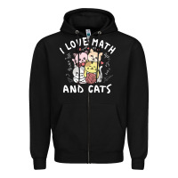 Black i love math and cats mountain heart mathematics lover gifts cute and f Zipper Hoodie - linhVisuals
