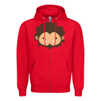 Red Sneaky Sasquatch Big Head Zipper Hoodie - linhVisuals