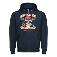 Navy let the pirate shenanigans begin skull vintage pirate skeleton hallowe Zipper Hoodie - linhVisuals