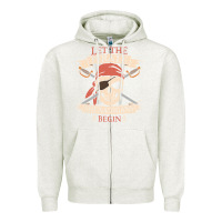 Oatmeal Heather let the pirate shenanigans begin skull vintage pirate skeleton hallowe Zipper Hoodie - linhVisuals