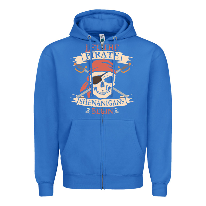 Let The Pirate Shenanigans Begin Skull Vintage Pirate Skeleton Hallowe Zipper Hoodie by linhVisuals | Teevron