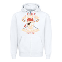 White let the pirate shenanigans begin skull vintage pirate skeleton hallowe Zipper Hoodie - linhVisuals