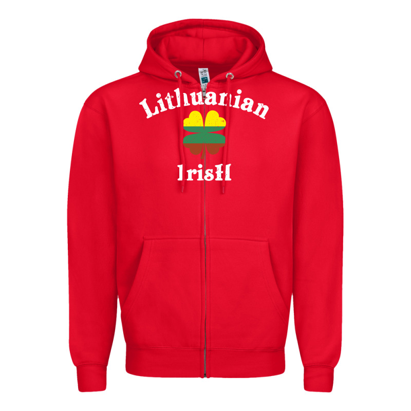 Lucky Lithuanian Irish Flag Shamrock Leaf St Patricks Day Zipper Hoodie by linhVisuals | Teevron