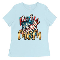 Baby Blue Police Mom Ladies Tee - FaDigitalArtStudio