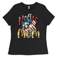 Black Police Mom Ladies Tee - FaDigitalArtStudio