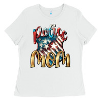 White Police Mom Ladies Tee - FaDigitalArtStudio