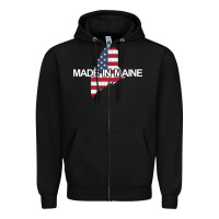 Black made in maine american flag funny patriotic state lover gift Zipper Hoodie - linhVisuals