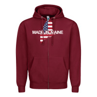 Burgundy made in maine american flag funny patriotic state lover gift Zipper Hoodie - linhVisuals