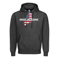Charcoal Heather made in maine american flag funny patriotic state lover gift Zipper Hoodie - linhVisuals