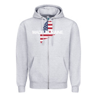 Heather Grey made in maine american flag funny patriotic state lover gift Zipper Hoodie - linhVisuals
