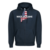 Navy made in maine american flag funny patriotic state lover gift Zipper Hoodie - linhVisuals