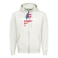 Oatmeal Heather made in maine american flag funny patriotic state lover gift Zipper Hoodie - linhVisuals