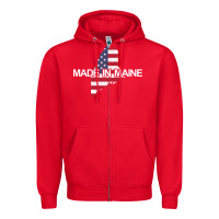 Red made in maine american flag funny patriotic state lover gift Zipper Hoodie - linhVisuals
