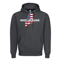 Made In Maine American Flag Funny Patriotic State Lover Gift Zipper Hoodie | Teevron