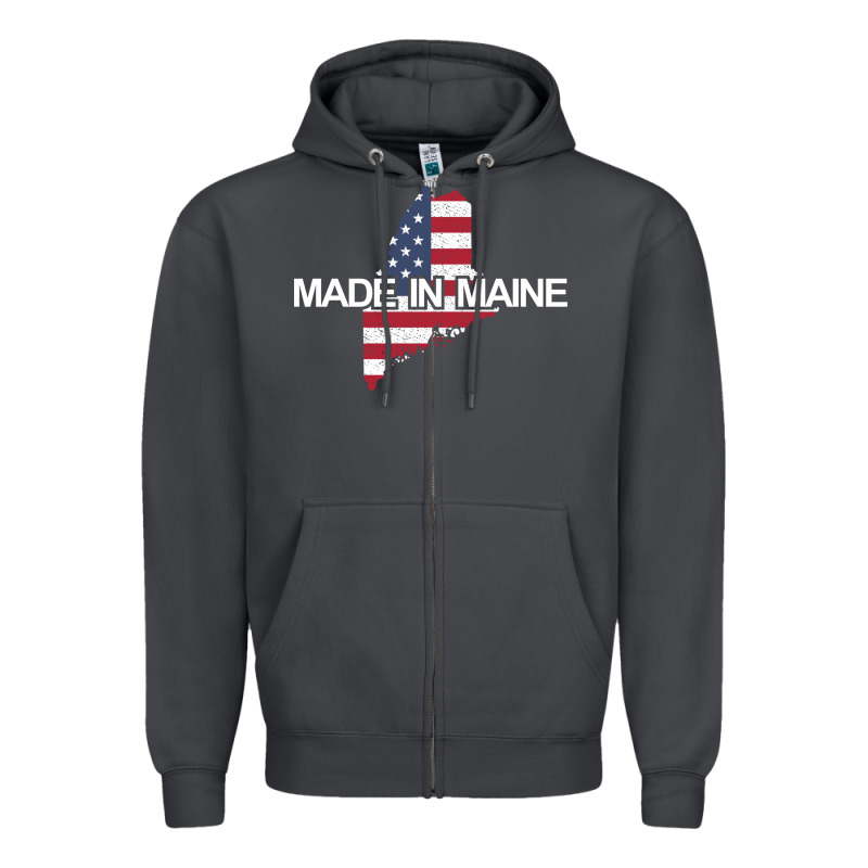Made In Maine American Flag Funny Patriotic State Lover Gift Zipper Hoodie by linhVisuals | Teevron
