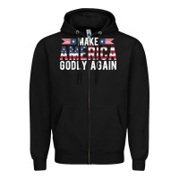 Black make america godly again american flag letters christian quote Zipper Hoodie - linhVisuals