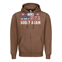 Chestnut make america godly again american flag letters christian quote Zipper Hoodie - linhVisuals