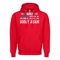 Red make america godly again american flag letters christian quote Zipper Hoodie - linhVisuals