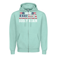Seafoam make america godly again american flag letters christian quote Zipper Hoodie - linhVisuals