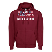 Burgundy make america godly again american flag letters christian quote Zipper Hoodie - linhVisuals