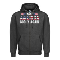 Charcoal Heather make america godly again american flag letters christian quote Zipper Hoodie - linhVisuals