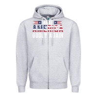Heather Grey make america godly again american flag letters christian quote Zipper Hoodie - linhVisuals